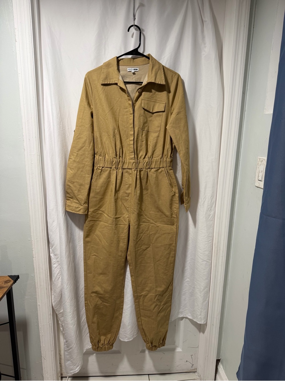 Fashion Nova Mustard Utility Jumpsuit